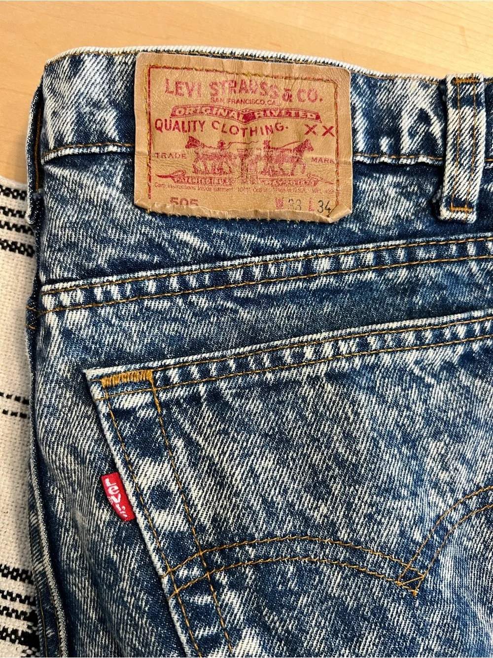 1989 Made in USA vintage Levi's Men's Acid Wash Blue Jeans